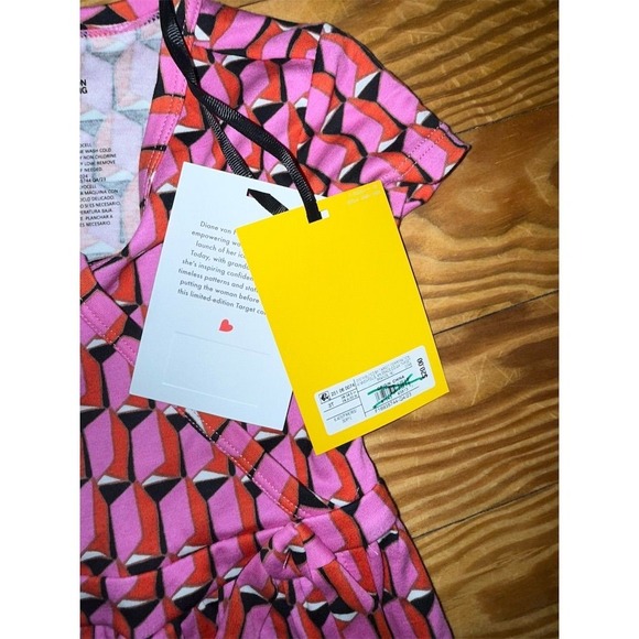 Diane Vaughn Firstenberg DVF Target Girls Pink Geometric Faux Wrap Dress Size 3T - Picture 6 of 7